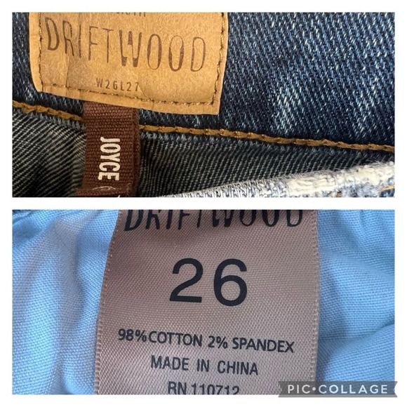 Driftwood Joyce Boho Rose Embroidered Distressed Raw Hem Cropped Jeans Size 26 - Picture 8 of 11